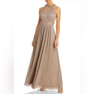 Eliza J Shimmering Cutout Halter Gown, Gold - NEW with tags, never worn!